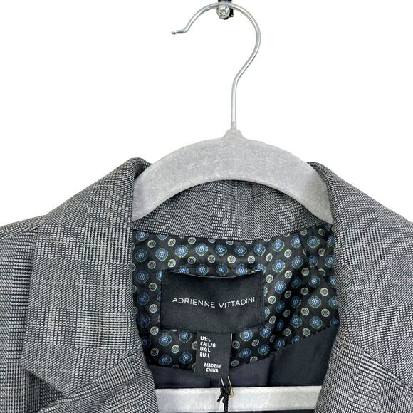 Adrienne Vittadini Womens Blazer Suit 1 Button Lined Vented Window Pane Gray‎ L - Picture 3 of 6